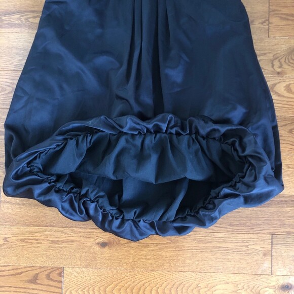 Black Satin Wide Puffball Hem Shift Dress - Picture 8 of 9